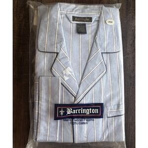 New Vintage Barrington Men's 100% Cotton Flannel Pajama Set Large Blue 2 piece